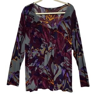 Daisy‎ Fuentes Dark Art floral print babydoll tunic top 3X Whimsigoth y2k Career
